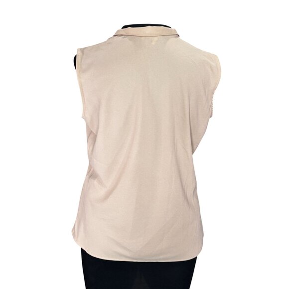 Anne Klein Womens Sleeveless Top With Tie Neck Blouse S Beige - Picture 3 of 13